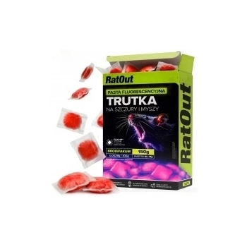 RatOut® Brodifacoum fluorescerende lokaaspasta tegen muizen en ratten – 150 g